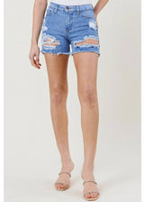 Vibrant Denim Shorts (Light Stone) S2043