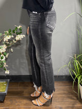Risen HW Distressed Relaxed Fit Skinny Jeans (Black) RDP1206