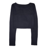 LOFT 211 Long Sleeve Crop Top W/ Front Cut Out & Pins (Black)