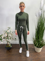 Capella Crop Top And Pants Track Set (Olive) BTP2923