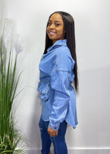 My Boo Belted Waist Bag Denim Jacket (Blue Denim) HD-700L